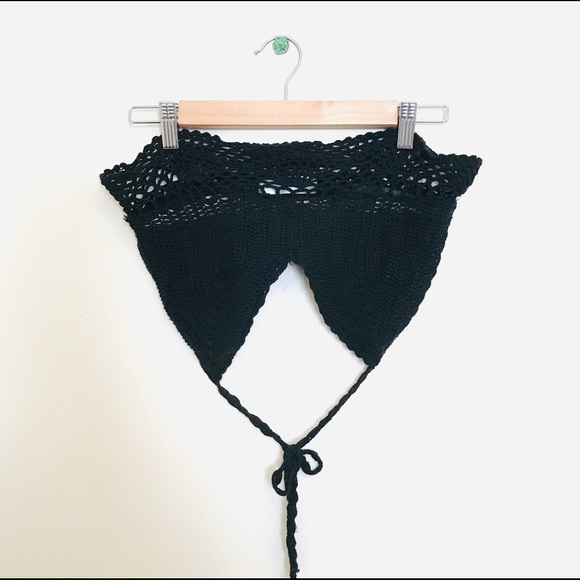Vintage Tops - VINTAGE | MACRAME CROP TOP HALTER FESTIVAL TOP
